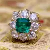 4ct Octagon-shaped Emerald Vintage Engagement Ring 