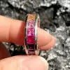 9CTW Princess Cut Rainbow Sapphire Eternity Ring