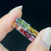9CTW Princess Cut Rainbow Sapphire Eternity Ring