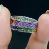 9CTW Princess Cut Rainbow Sapphire Eternity Ring