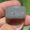Paved White Sapphire Bold Wide Eternity Ring