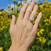 7MM White Opal Vintage Halo Engagement Ring