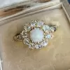 7MM White Opal Vintage Halo Engagement Ring