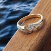 1.3ct Round Cut White Sapphire Asymmetric Engagement Ring