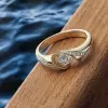 1.3ct Round Cut White Sapphire Asymmetric Engagement Ring
