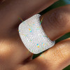 Paved White Sapphire Bold Wide Eternity Ring