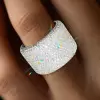Paved White Sapphire Bold Wide Eternity Ring