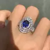 2.5ct Oval Cut Tanzanite Blue Sapphire Vintage Cocktail Ring