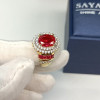 2.5ct Halo Oval Cut Ruby Engagement Ring
