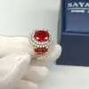 2.5ct Halo Oval Cut Ruby Engagement Ring