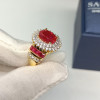 2.5ct Halo Oval Cut Ruby Engagement Ring