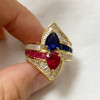 2.5ctw Ruby and Sapphire Crossover Vintage Engagement Ring