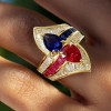 2.5ctw Ruby and Sapphire Crossover Vintage Engagement Ring