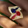 2.5ctw Ruby and Sapphire Crossover Vintage Engagement Ring