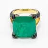 12ct Princess Cut Emerald Bold Paved Ring