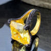 12ct Princess Cut Yellow Sapphire Bold Paved Ring