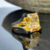 12ct Princess Cut Yellow Sapphire Bold Paved Ring