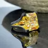 12ct Princess Cut Yellow Sapphire Bold Paved Ring