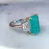 8ct Emerald Cut Paraiba Three-stone Engagement Ring