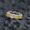 Asscher Cut MultiColor Sapphire Eternity Ring