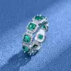 Asscher Cut MultiColor Sapphire Eternity Ring