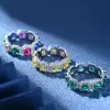 Asscher Cut MultiColor Sapphire Eternity Ring