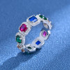 Asscher Cut MultiColor Sapphire Eternity Ring