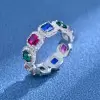 Asscher Cut MultiColor Sapphire Eternity Ring