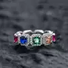 Asscher Cut MultiColor Sapphire Eternity Ring