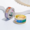 Baguette Cut Rainbow Sapphire Eternity Ring