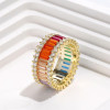 Baguette Cut Rainbow Sapphire Eternity Ring