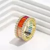 Baguette Cut Rainbow Sapphire Eternity Ring