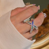 Wide Shank Rainbow Sapphire Cross Ring