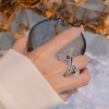 Wide Shank Rainbow Sapphire Cross Ring