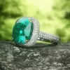 12ct Halo Cushion Cut Classic Paved Ring