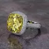 12ct Halo Cushion Cut Paved Ring