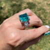 13ct Princess Cut Paraiba Bold Paved Ring