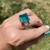 13ct Princess Cut Paraiba Bold Paved Ring