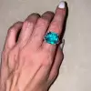 13ct Princess Cut Paraiba Bold Paved Ring