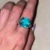 13ct Princess Cut Paraiba Bold Paved Ring