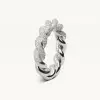 Paved White Sapphire Thick Twisted Ring
