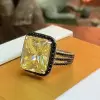 12ct Radiant Cut Yellow Sapphire Cocktail Ring