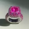 Fuchsia and Pink Sapphire Allover Paved Ring