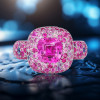 Fuchsia and Pink Sapphire Allover Paved Ring