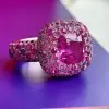 Fuchsia and Pink Sapphire Allover Paved Ring