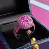 Fuchsia and Pink Sapphire Allover Paved Ring
