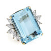 18ct Emerald Cut Aquamarine Vintage Cocktail Ring