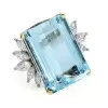 18ct Emerald Cut Aquamarine Vintage Cocktail Ring
