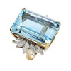 18ct Emerald Cut Aquamarine Vintage Cocktail Ring