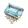 18ct Emerald Cut Aquamarine Vintage Cocktail Ring